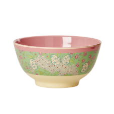 Butterfly & Flower Print Two Tone Melamine Bowl By Rice DK